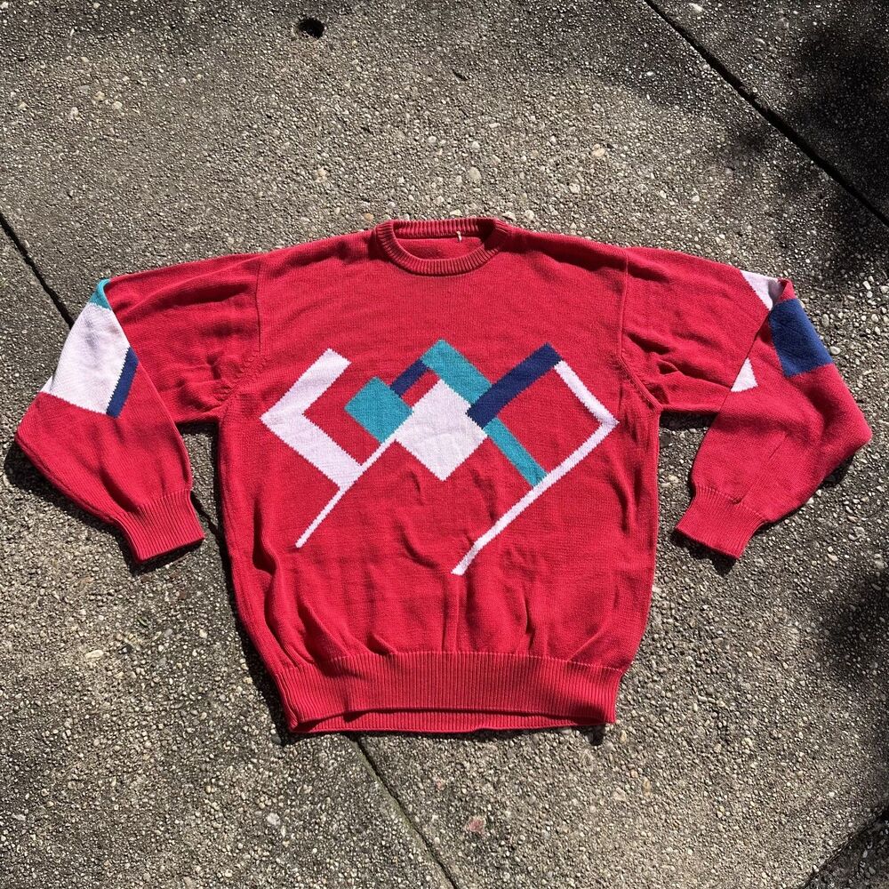 Vintage Titleist by Corbin 90s Argyle Abstract Geometric Sweater Cotton Large